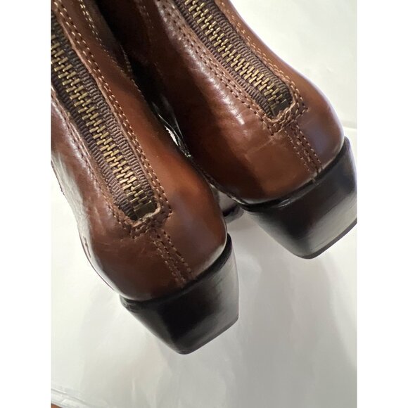Frye Shane Western Short Boots Brown Leather Size 8 New With Box - Picture 9 of 13